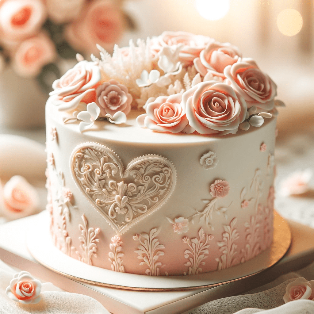 کیک  سفید برای ولنتاین
